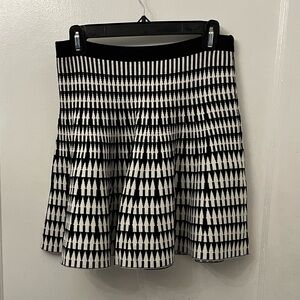 LUSH brand Black and White Geometric Flare Mini Skirt